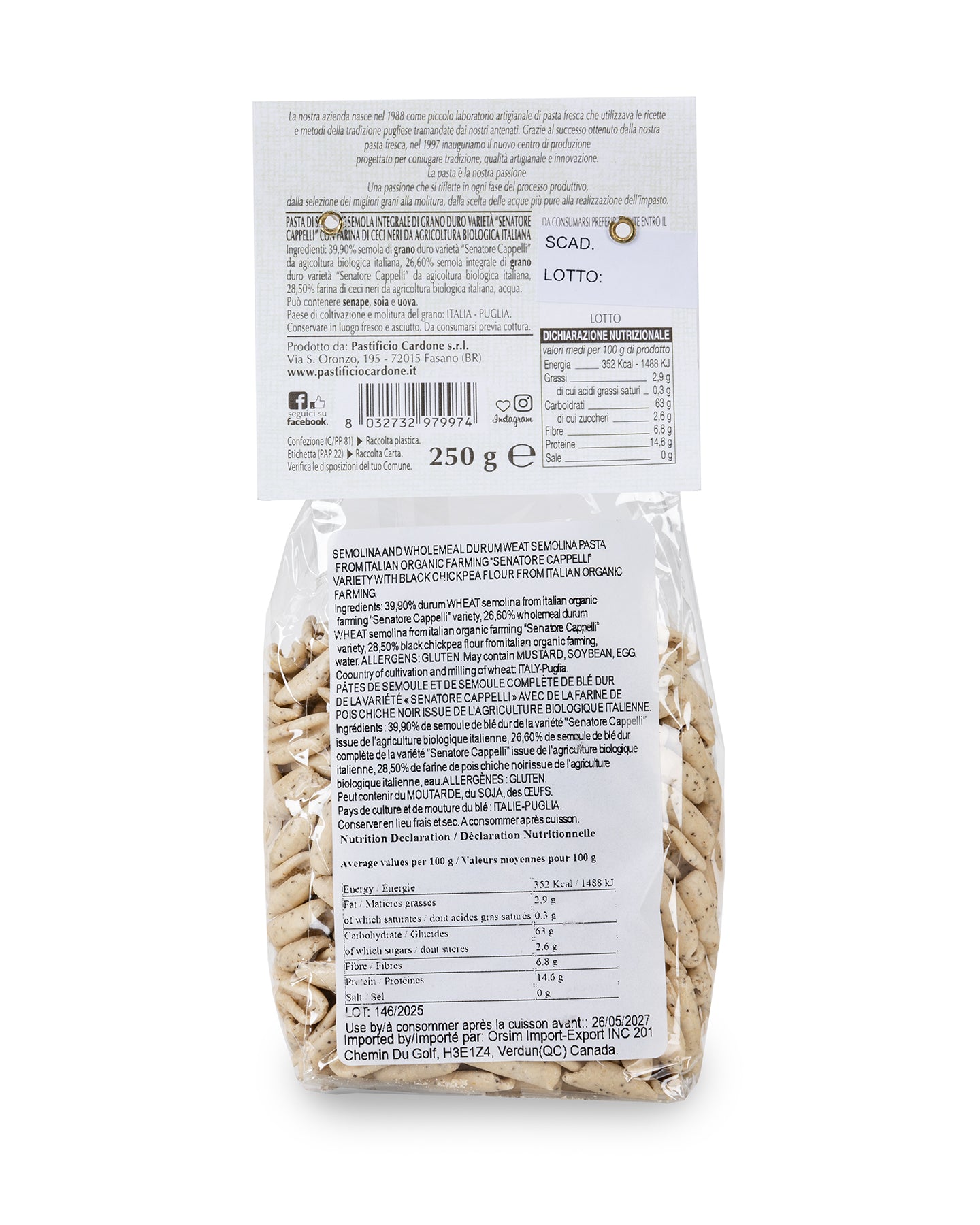 Cavatelli with Black Chickpea Flour