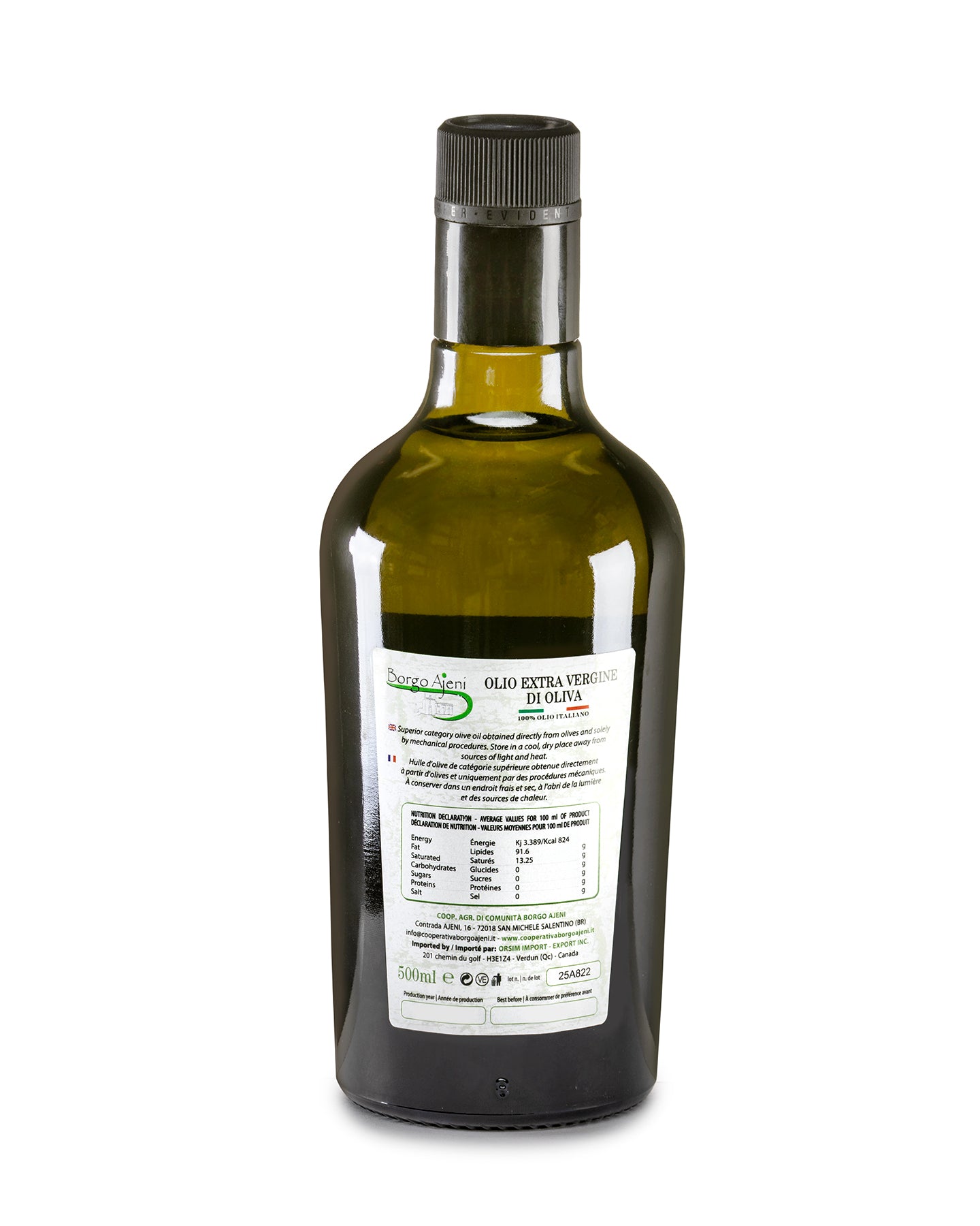 EXTRA VERGIN OLIVE OIL CORATINA - BORGO AJENI - 500ml